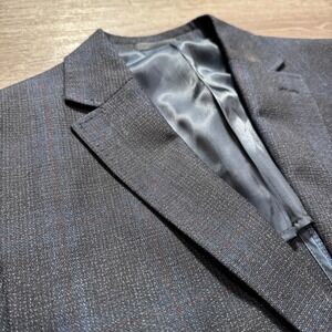 Calvin Klein Sports Coat Mens 44 R Blue‎ Plaid Slim Fit Wool Blend Jacket Blazer